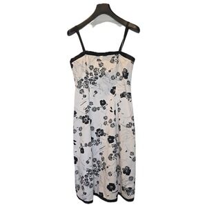 Cato Womens Floral Sheath Dress Black White Cotton Blend 10 Spaghetti/sleeveless